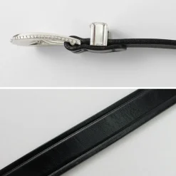 TORY LEATHER Belts^/ 3 Piece Silver Buckle Belt black