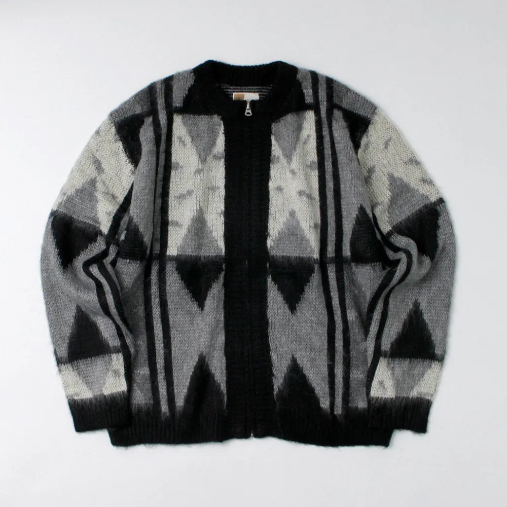 TOWN CRAFT Cardigans^/ Vintage Jacquard Zip Cardigan black