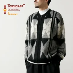 TOWN CRAFT Cardigans^/ Vintage Jacquard Zip Cardigan black