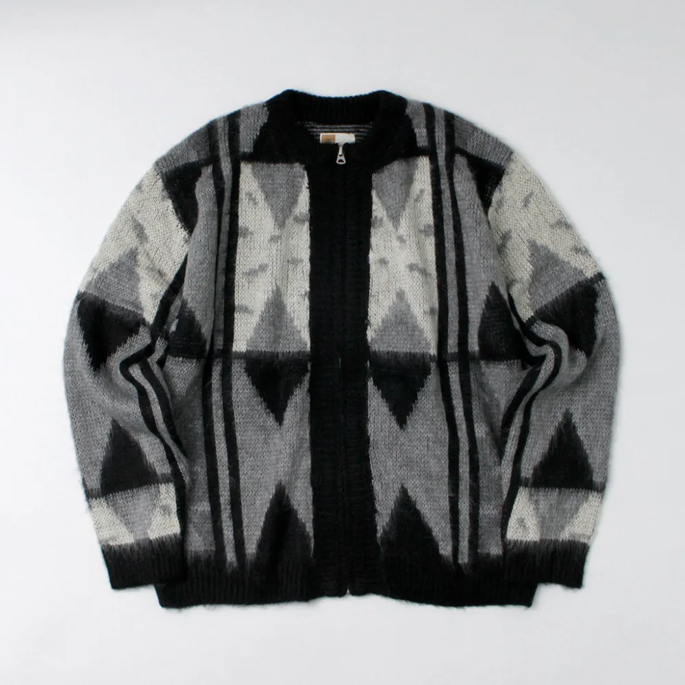 TOWN CRAFT Cardigans^/ Vintage Jacquard Zip Cardigan black