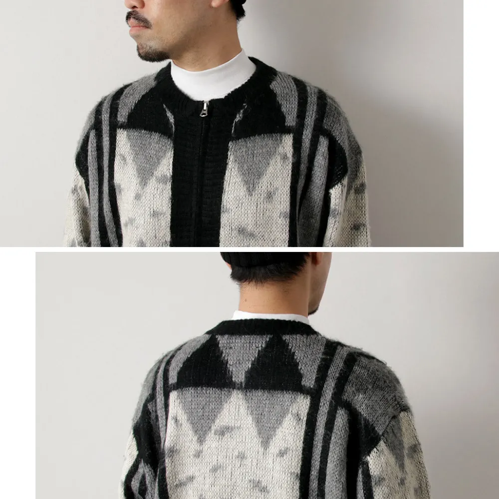 TOWN CRAFT Cardigans^/ Vintage Jacquard Zip Cardigan black