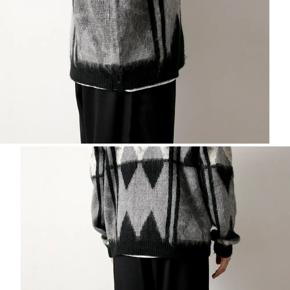 TOWN CRAFT Cardigans^/ Vintage Jacquard Zip Cardigan black