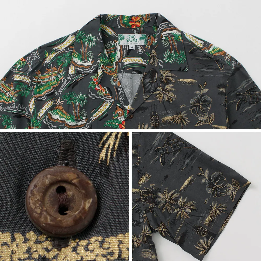 TWO PALMS Shirts^/ Hawaiian Shirt Crazy Golden Vintage x Friendly Isle gray