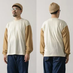 UNDYED T-Shirts^/ Long Sleeve Combi T-Shirt Colored Organic Cotton