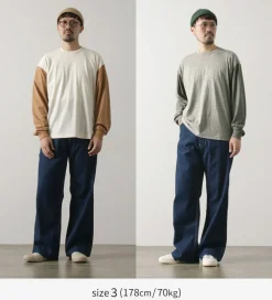 UNDYED T-Shirts^/ Long Sleeve Combi T-Shirt Colored Organic Cotton