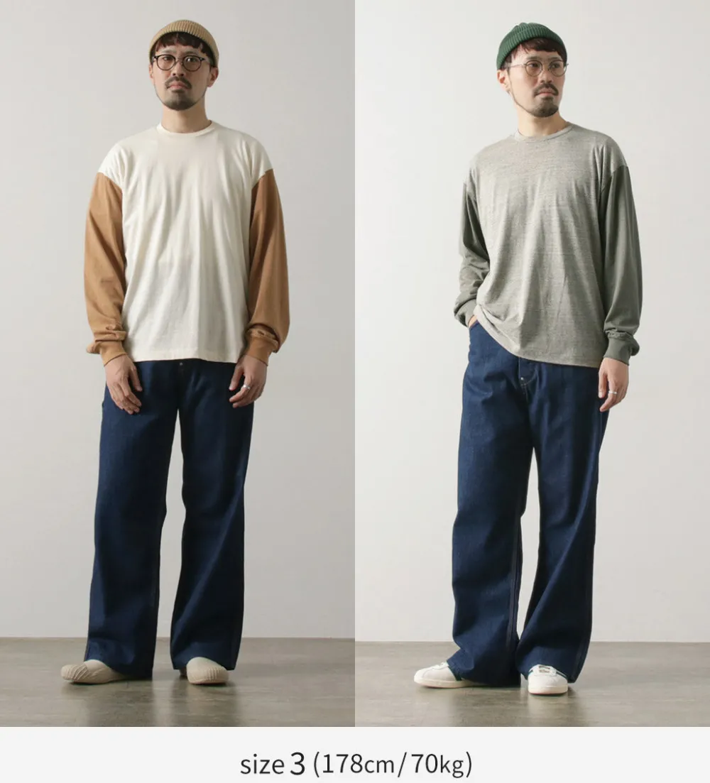 UNDYED T-Shirts^/ Long Sleeve Combi T-Shirt Colored Organic Cotton