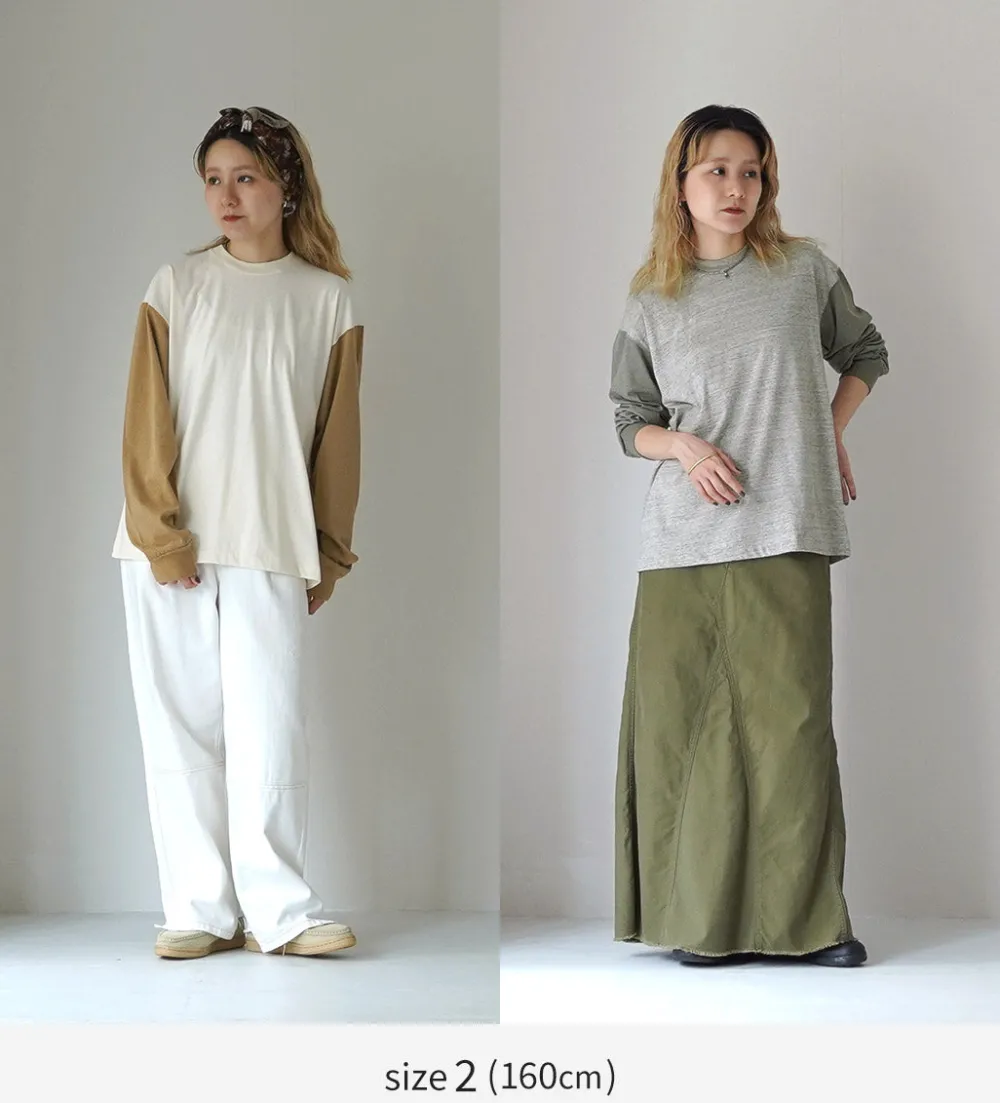 UNDYED T-Shirts^/ Long Sleeve Combi T-Shirt Colored Organic Cotton