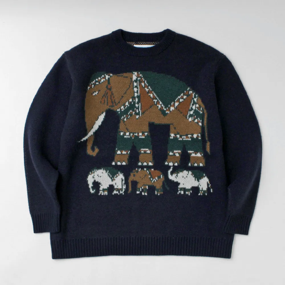 WHITE MOUNTAINEERING Knits^/ Elephant Crewneck Pullover Knit navy