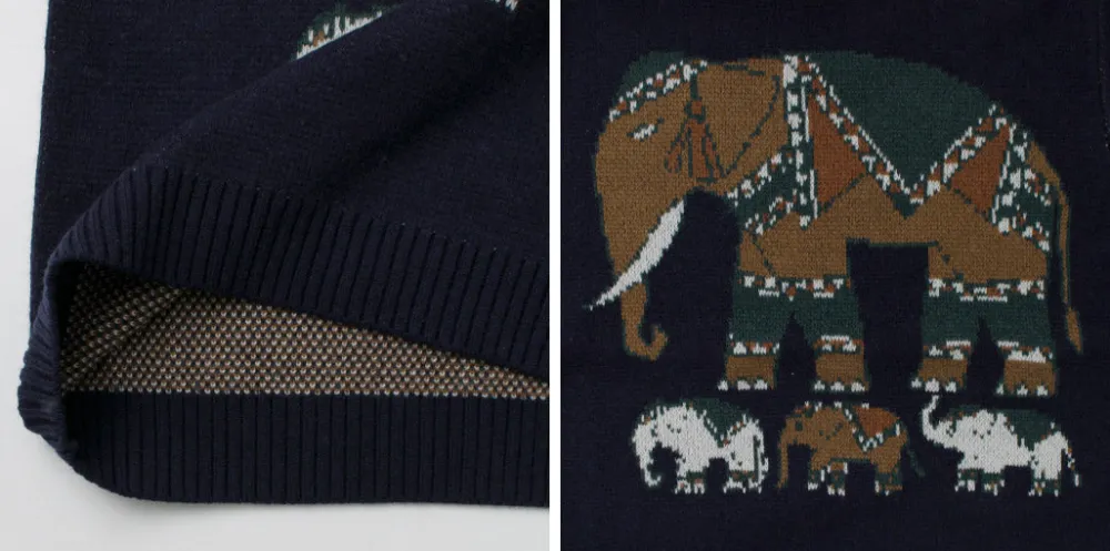WHITE MOUNTAINEERING Knits^/ Elephant Crewneck Pullover Knit navy