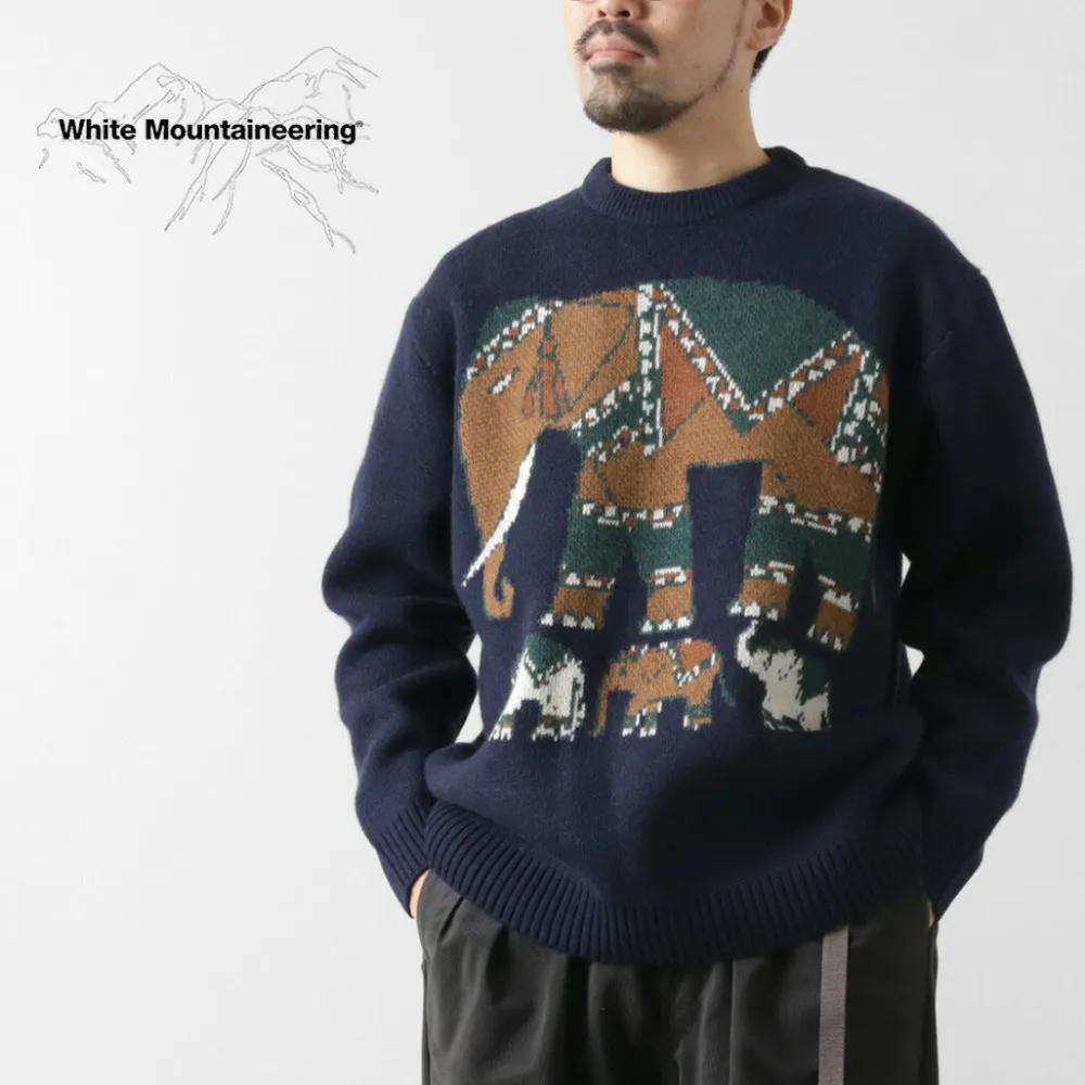 WHITE MOUNTAINEERING Knits^/ Elephant Crewneck Pullover Knit navy