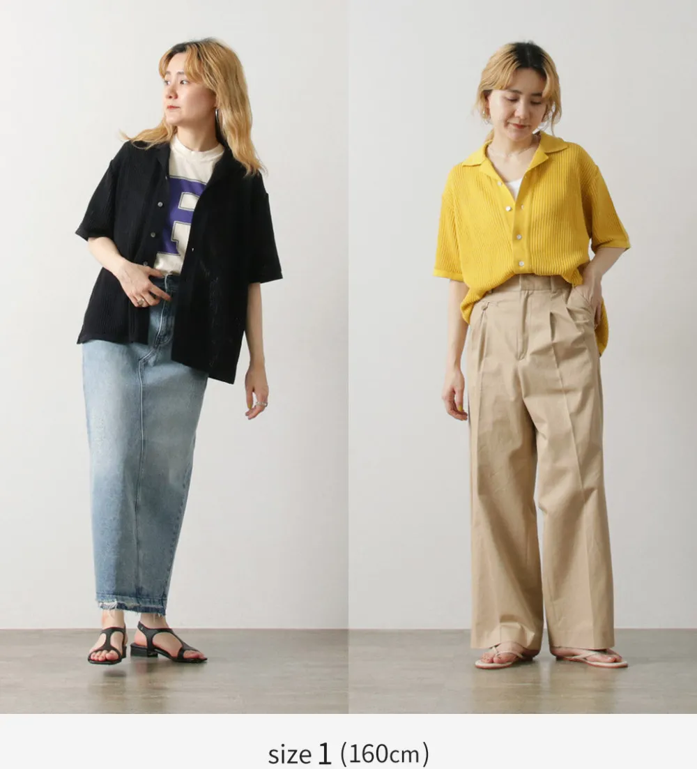 YONETOMI NEW BASIC Shirts^/ Cotton SUKASHI Knit Shirt