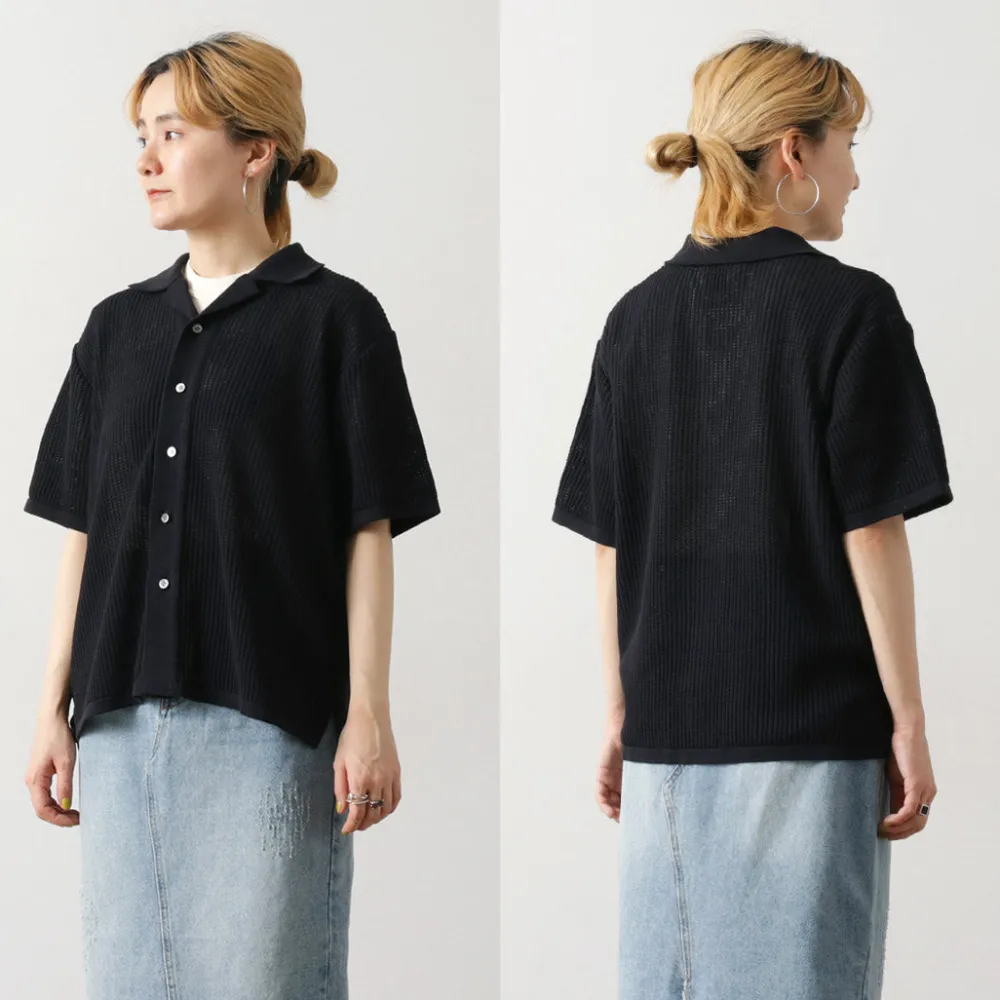YONETOMI NEW BASIC Shirts^/ Cotton SUKASHI Knit Shirt