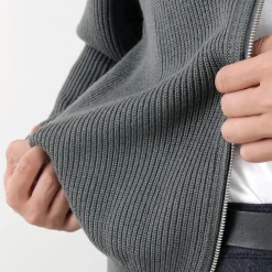 YONETOMI NEW BASIC Knits^/ Extra Fine Wool Ribbed Knit Blouson