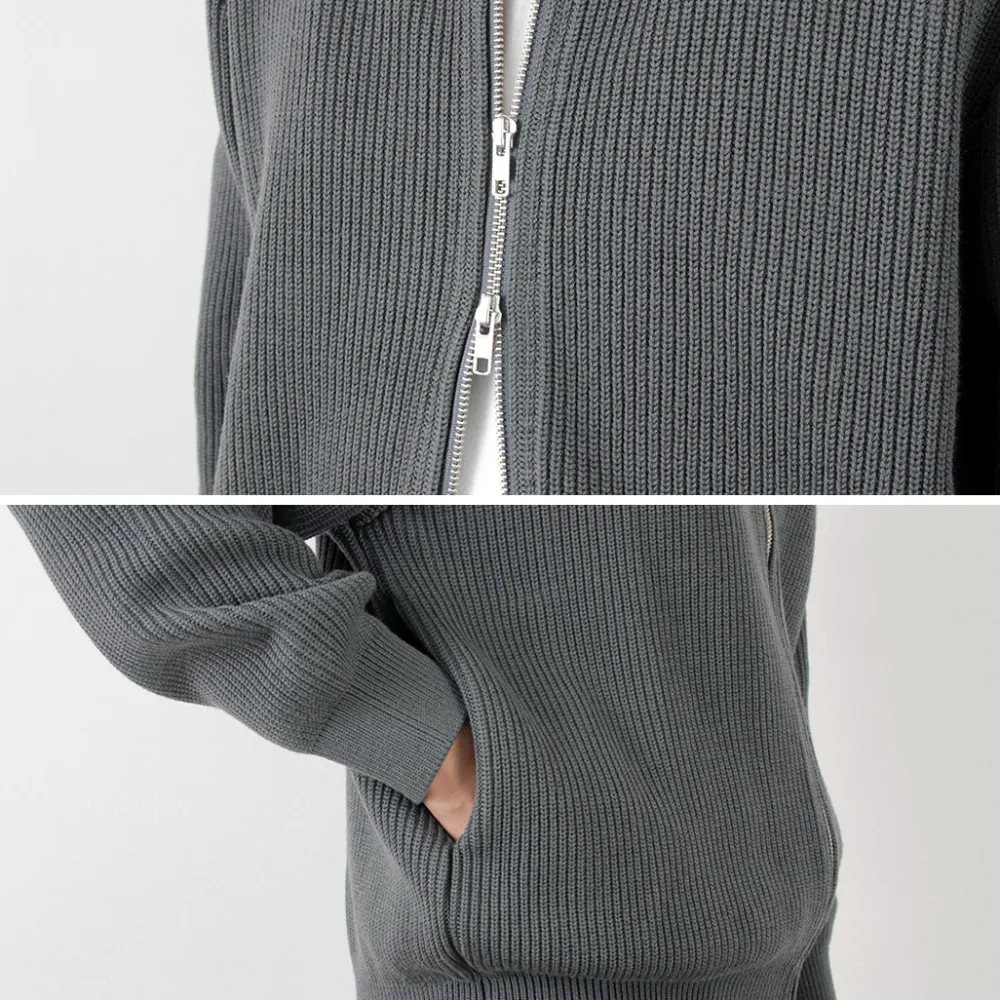 YONETOMI NEW BASIC Knits^/ Extra Fine Wool Ribbed Knit Blouson