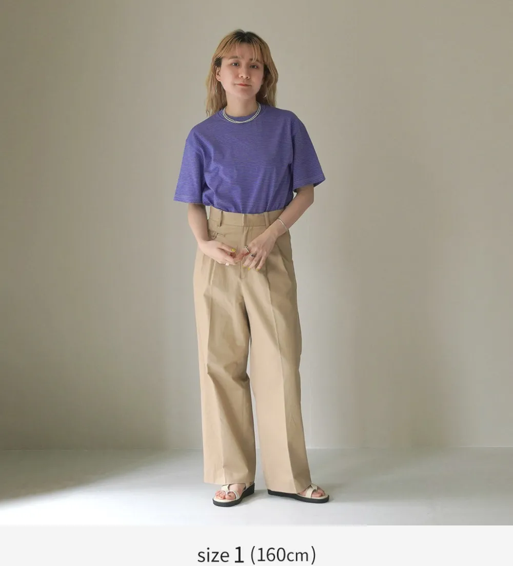 YONETOMI NEW BASIC T-Shirts^/ Garment Dye Striped T-Shirt