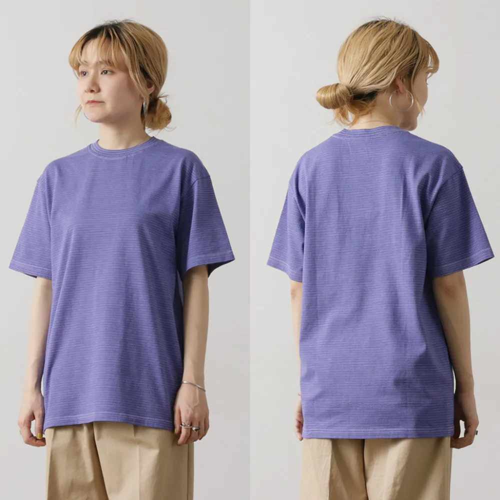 YONETOMI NEW BASIC T-Shirts^/ Garment Dye Striped T-Shirt