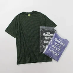 YONETOMI NEW BASIC T-Shirts^/ Garment Dye Striped T-Shirt