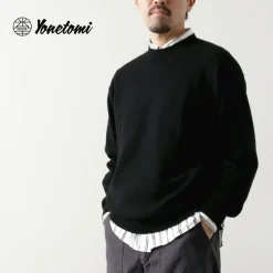 YONETOMI NEW BASIC Knits^/ Rigid Cashmere Knit Pullover Garment Dyed black