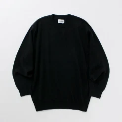 YONETOMI NEW BASIC Knits^/ Rigid Cashmere Knit Pullover Garment Dyed black