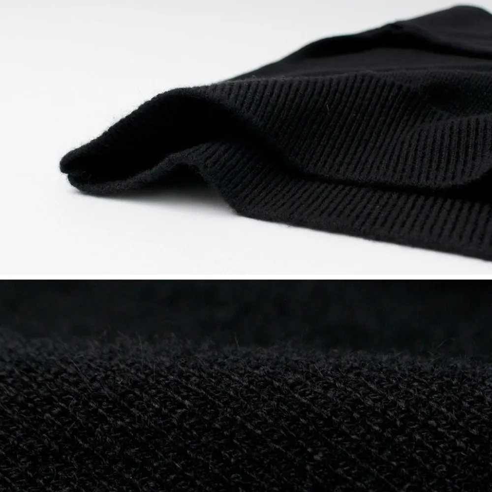 YONETOMI NEW BASIC Knits^/ Rigid Cashmere Knit Pullover Garment Dyed black