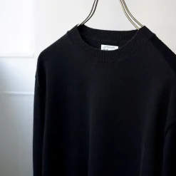 YONETOMI NEW BASIC Knits^/ Rigid Cashmere Knit Pullover Garment Dyed black