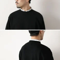 YONETOMI NEW BASIC Knits^/ Rigid Cashmere Knit Pullover Garment Dyed black