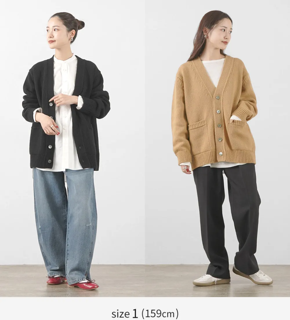 YONETOMI NEW BASIC Cardigans^/ Soft lamb wool knit cardigan