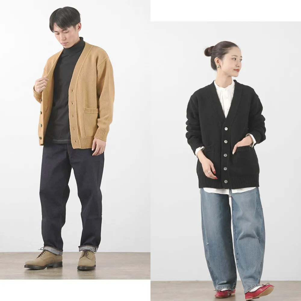 YONETOMI NEW BASIC Cardigans^/ Soft lamb wool knit cardigan