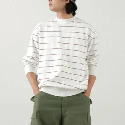 YONETOMI NEW BASIC Knits^/ Wave Cotton Knit Pullover Striped