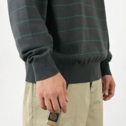 YONETOMI NEW BASIC Knits^/ Wave Cotton Knit Pullover Striped